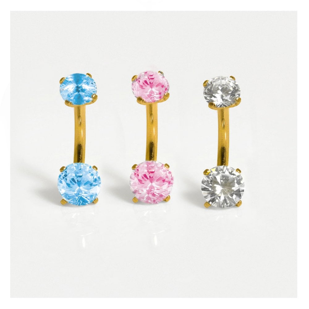 Gold Double Clawset Belly Bar