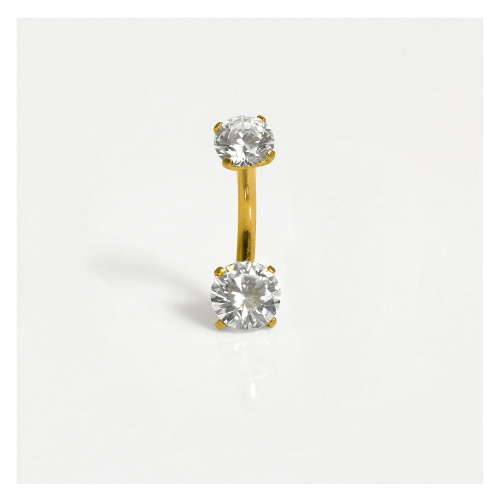 Gold Double Clawset Belly Bar