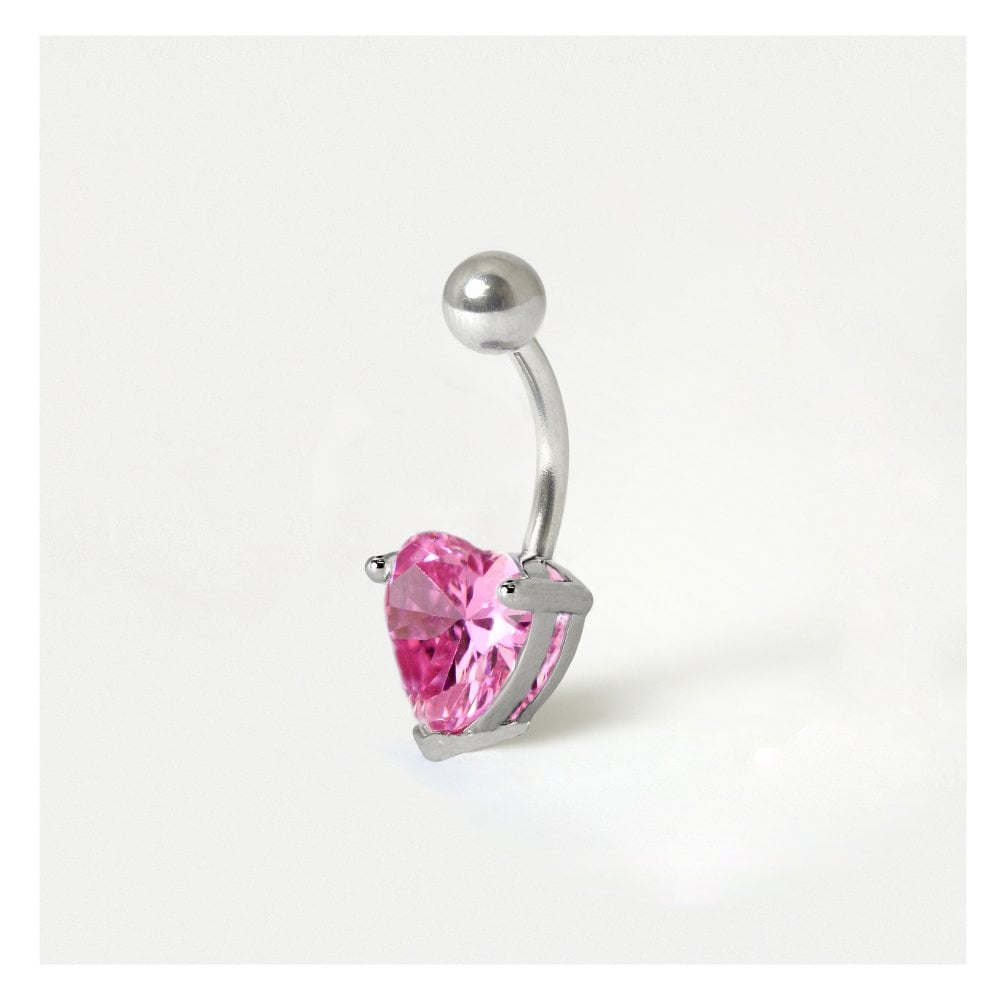 Large Gemset Heart Belly Bar