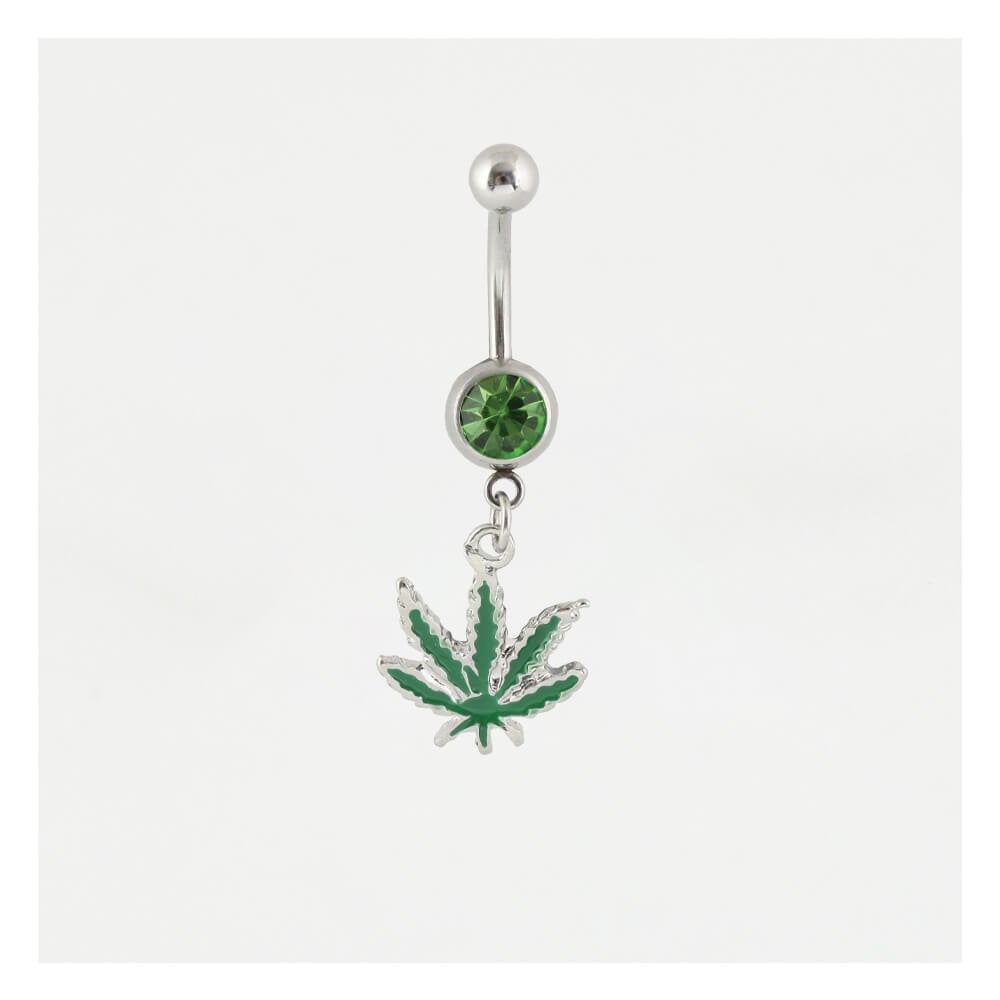 Steel Cannabis Leaf Belly Bar