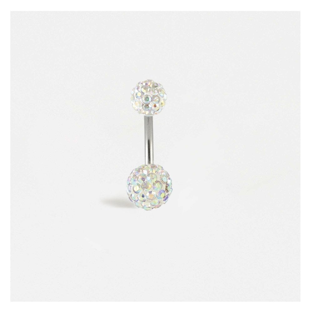 Steel Double Disco Ball Navel Bar