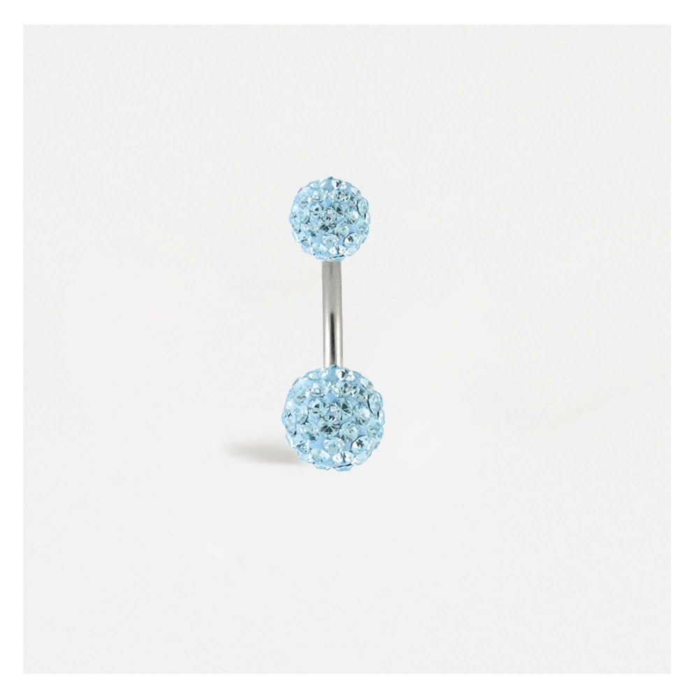 Steel Double Disco Ball Navel Bar