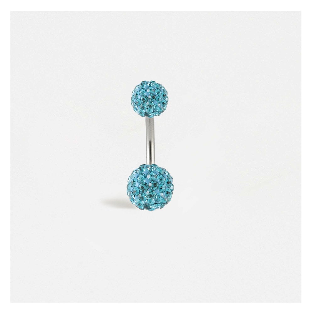Steel Double Disco Ball Navel Bar