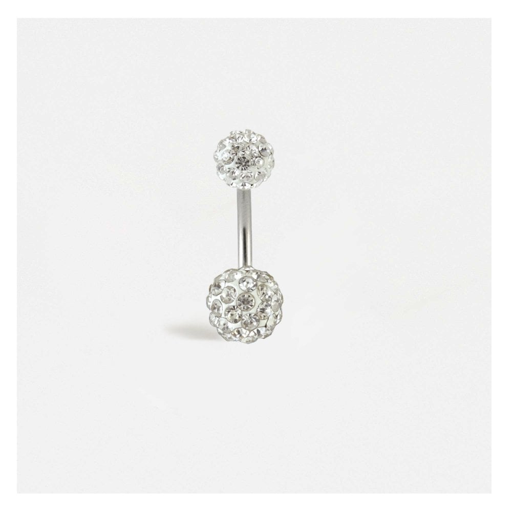 Steel Double Disco Ball Navel Bar