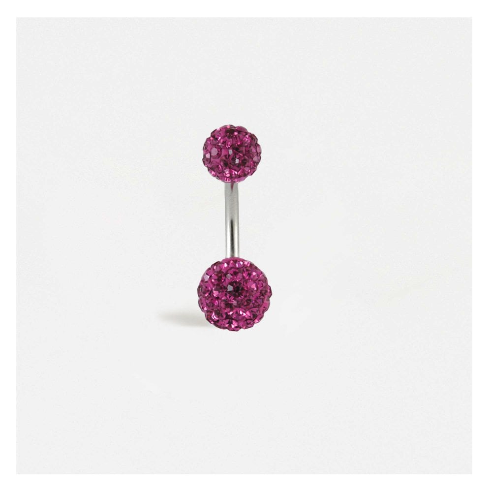 Steel Double Disco Ball Navel Bar