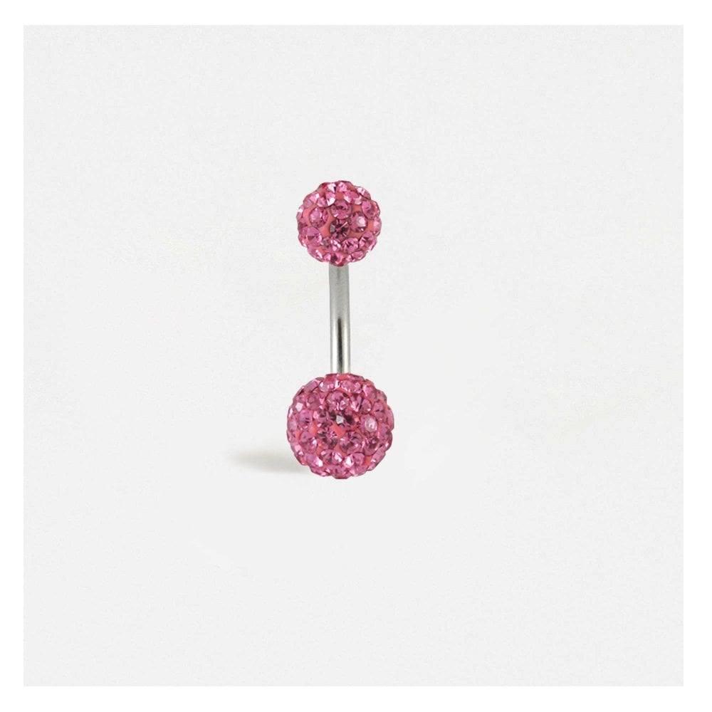 Steel Double Disco Ball Navel Bar
