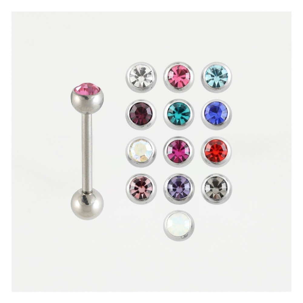 Steel Jewelled Barbell - 1.6mm