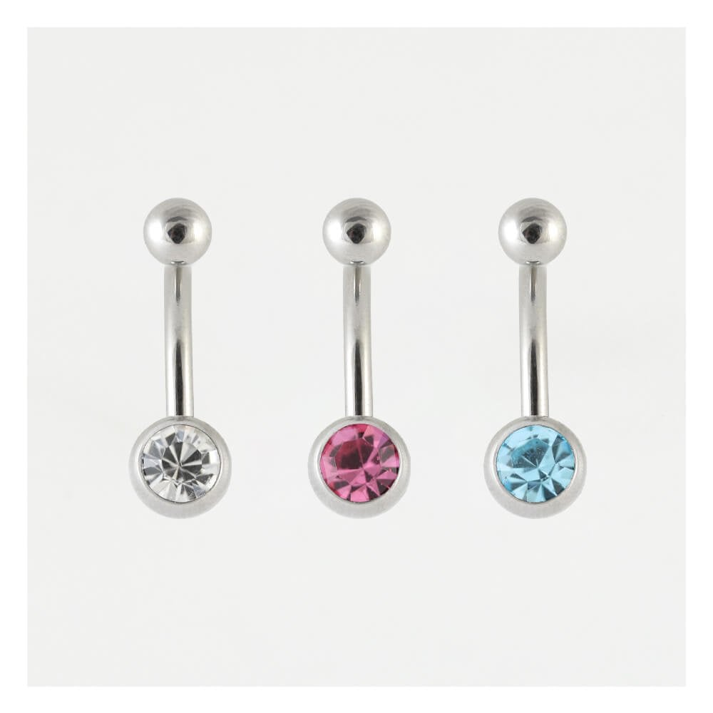 Steel Jewelled Micro Belly Bar