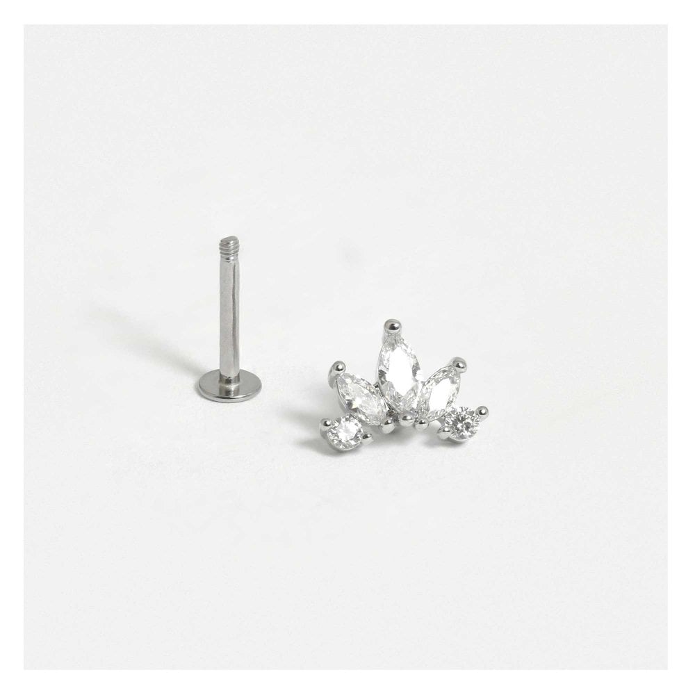 Steel Labret with Marquise Petals