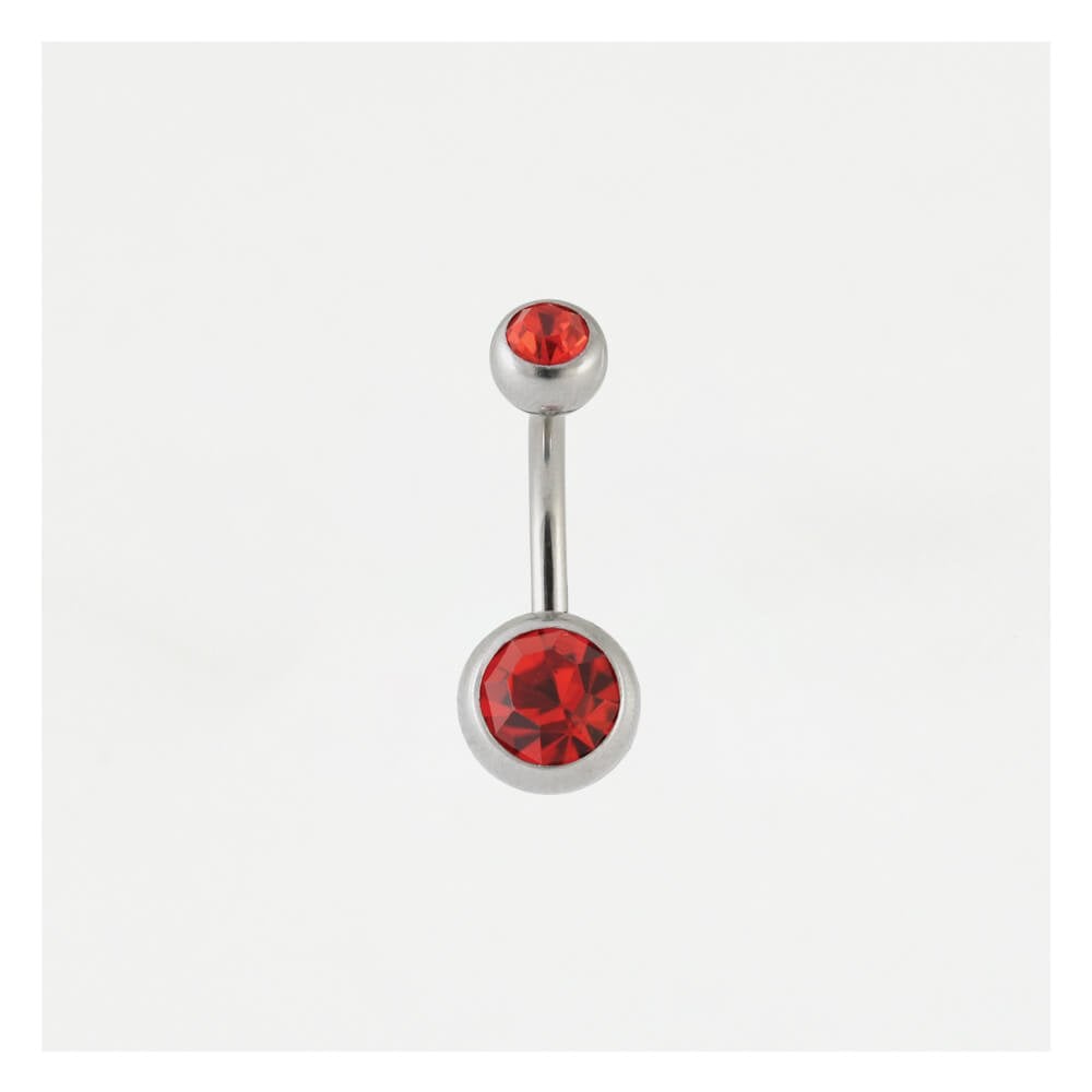 Titanium Double Jewelled Belly Bar
