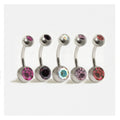 Titanium Double Jewelled Belly Bar