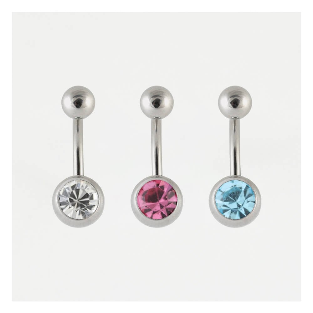 Titanium Single Jewelled Belly Bar
