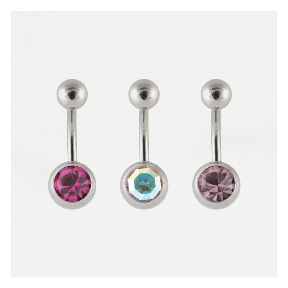 Titanium Single Jewelled Belly Bar